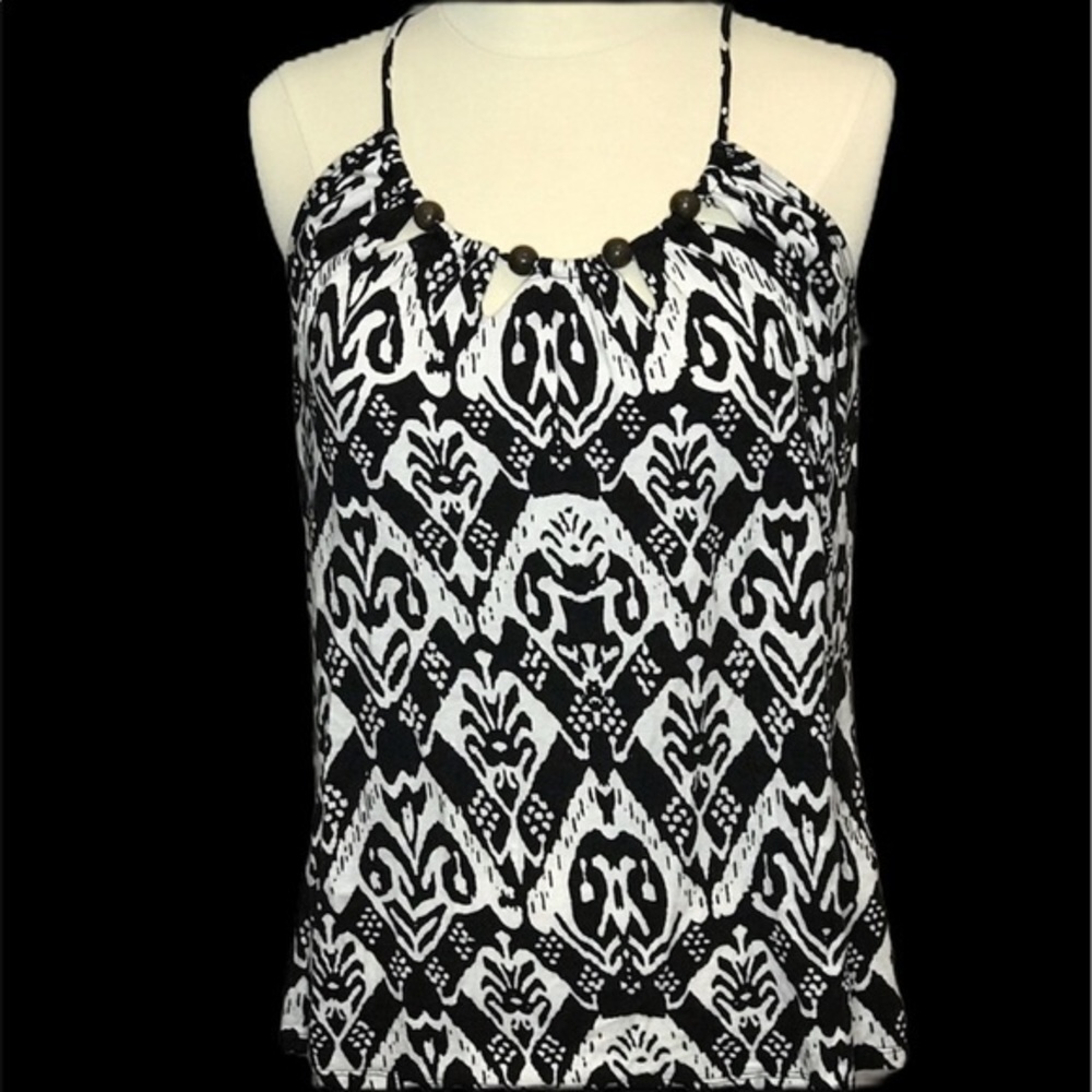 Banana Republic Black & White Ikat Tank Top L